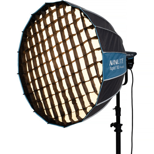 Nanlite Rapid 90 Parabolic Softbox 35 pulgadas Interior plateado y rejilla trasera