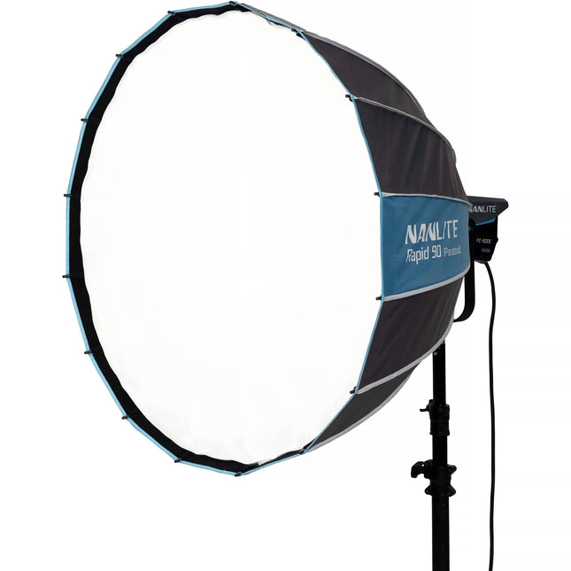 Nanlite Rapid 90 Parabolic Softbox 35 pulgadas Interior plateado y rejilla trasera