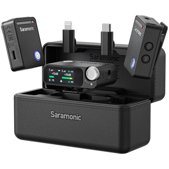 Saramonic Ultra Sistema de Micrófono Inalámbrico Digital Omnidireccional para 2 Personas con Transmisores Clip-On y Alcance de 300 m
