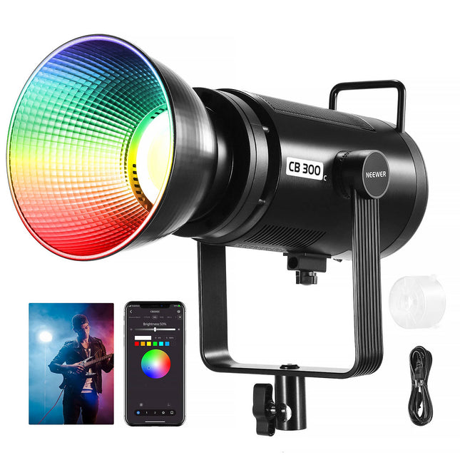 Neewer CB300C RGB LED Monoluz para video 29600 Lux 2500-7500K con Reflector