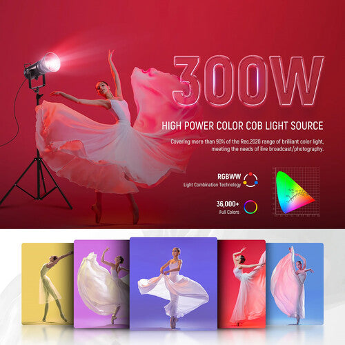 Neewer CB300C RGB LED Monoluz para video 29600 Lux 2500-7500K con Reflector