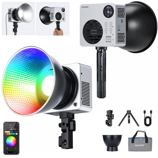 Neewer HB80C Mini LED Monoluz RGBWW 10400 Lux 7500K Kit Básico