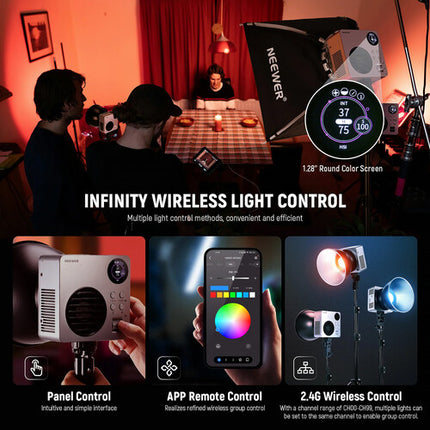 Neewer HB80C Mini LED Monoluz RGBWW 10400 Lux 7500K Kit Básico
