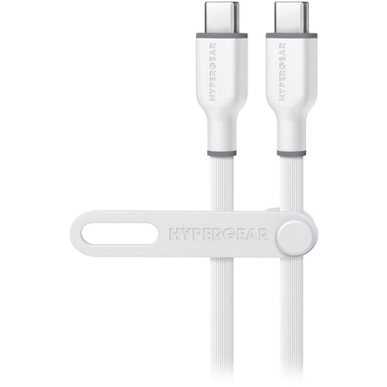 HyperGear Flexi Pro Cable USB-C a USB-C 15 pies Carga Rápida 60W Blanco
