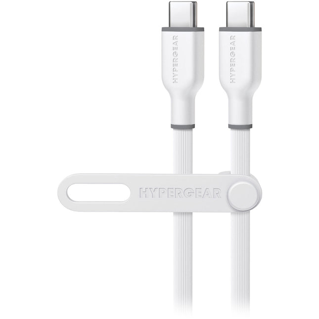 HyperGear Flexi Pro Cable USB-C a USB-C 15 pies Carga Rápida 60W Blanco