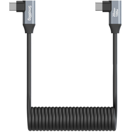 SmallRig Cable USB-C en ángulo derecho 20 Gb/s 100W diseño en espiral 35 cm