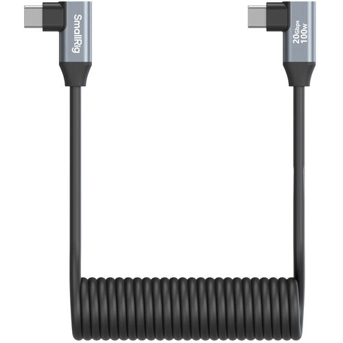 SmallRig Cable USB-C en ángulo derecho 20 Gb/s 100W diseño en espiral 35 cm