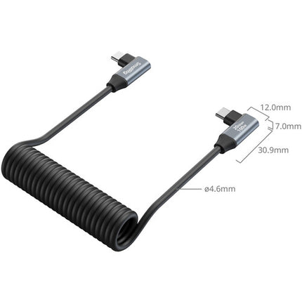 SmallRig Cable USB-C en ángulo derecho 20 Gb/s 100W diseño en espiral 35 cm