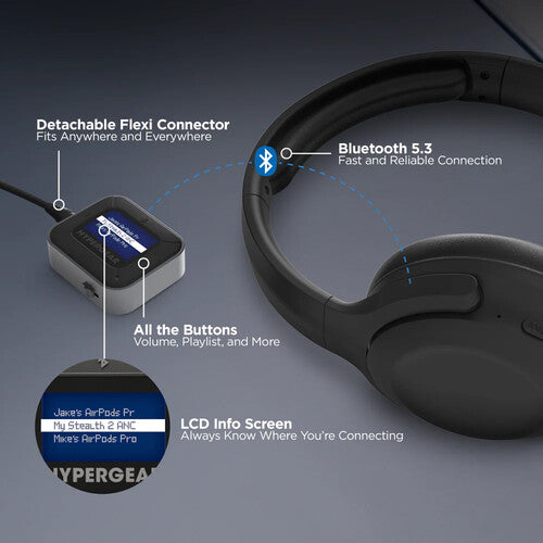 HyperGear IntelliCast Flight Adaptador de Audio inalámbrico Bluetooth 5.3 33 pies rango