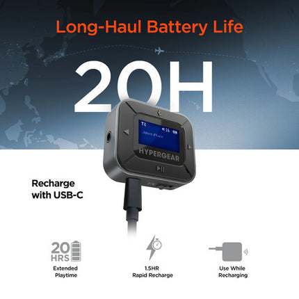 HyperGear IntelliCast Flight Adaptador de Audio inalámbrico Bluetooth 5.3 33 pies rango