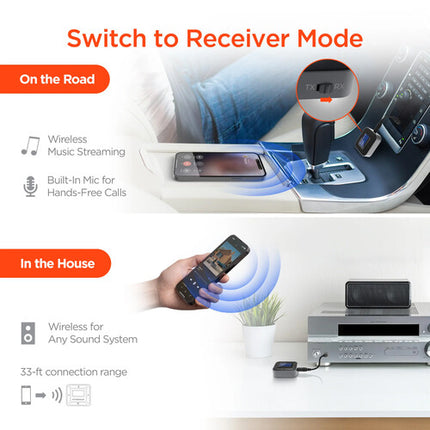 HyperGear IntelliCast Flight Adaptador de Audio inalámbrico Bluetooth 5.3 33 pies rango