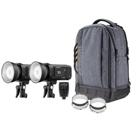 Westcott FJ400 II Strobos de 400Ws con Pantalla Táctil Kit 2 Luces y Mochila