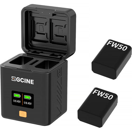 ZGCINE Cargador Rápido Dual para Baterías Sony NP-FW50 con Pantalla OLED 0.96"