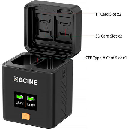 ZGCINE Cargador Dual Rápido para Baterías Sony NP-FZ100 con Pantalla OLED y USB-C