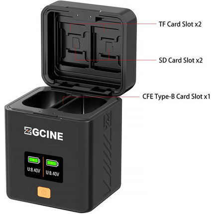 ZGCINE Cargador Rápido Doble para Baterías Canon LP-E6 OLED 0.96" USB-C