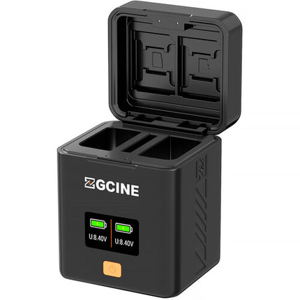 Cargador Rápido Dual ZGCINE para Baterías FUJIFILM NP-W126 con Pantalla OLED y Almacenamiento de Tarjetas