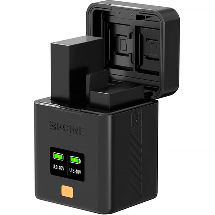 Cargador Rápido Dual ZGCINE para Baterías FUJIFILM NP-W126 con Pantalla OLED y Almacenamiento de Tarjetas