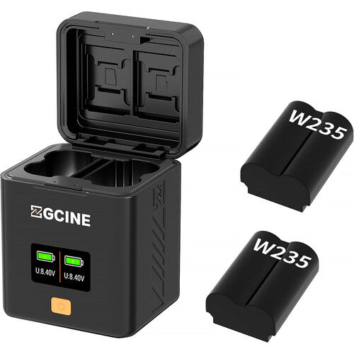 ZGCINE Cargador Dual Rápido para Baterías FUJIFILM NP-W235 con Pantalla OLED y Almacenamiento de Tarjetas