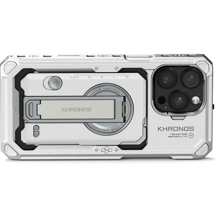 Tilta Khronos Funda Expandible para iPhone 16 Pro Max con Puntos de Contacto Integrados Blanca Titanio