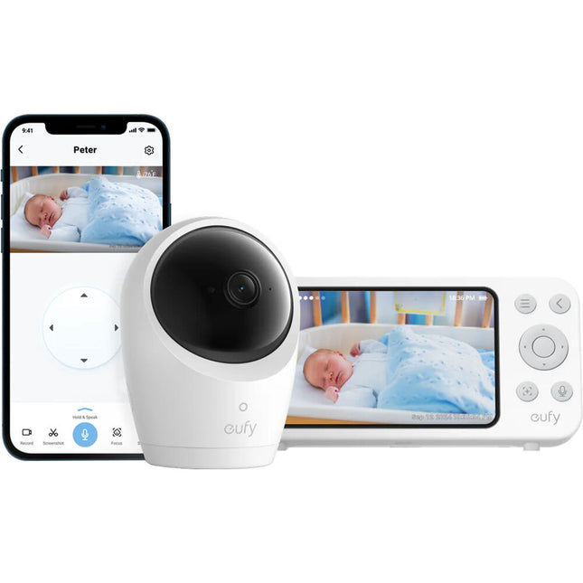 eufy Security E20 Monitor para Bebé Cámara 2K con Visión Nocturna y Batería 5000mAh