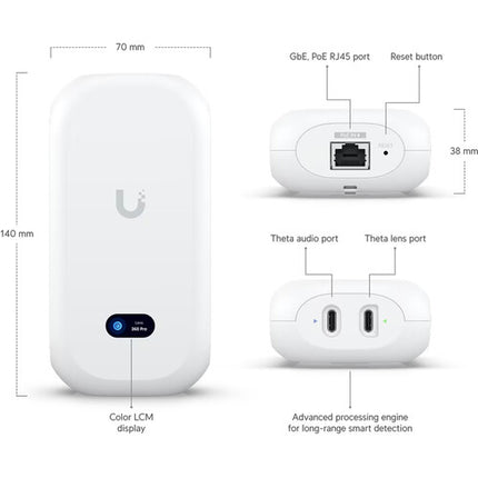 Ubiquiti UniFi Protect AI Theta Pro Sistema de Cámaras Seguridad 2160x2160 180°