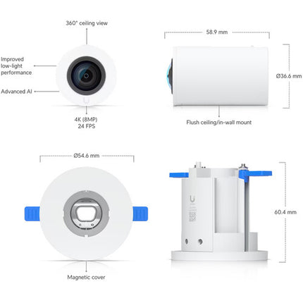 Ubiquiti UniFi Protect AI Theta Pro Sistema de Cámaras Seguridad 2160x2160 180°