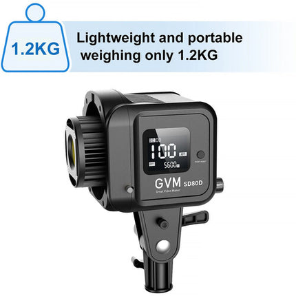 GVM SD80D Monolight LED Bicolor 19500 Lux 2700-7500K con Reflector