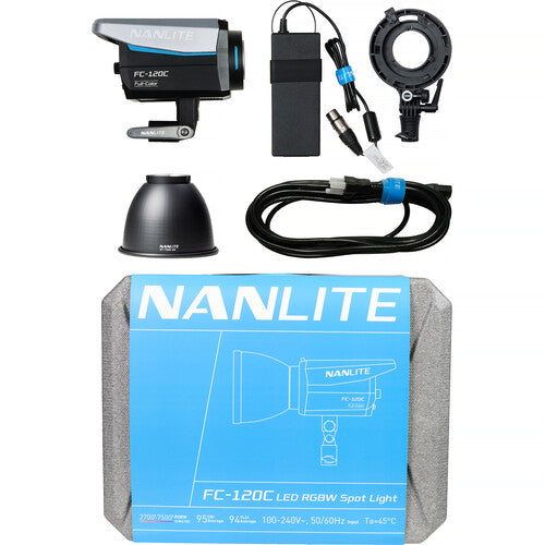 Nanlite FC120C Proyector LED RGB 12850 Lux 2700-7500K con Reflector y Estuche rígido