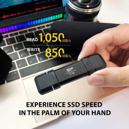 Silicon Power 2TB DS72 SSD portátil Dual USB 3.2 Gen 2 1050 MBs lectura