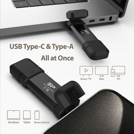 Silicon Power 2TB DS72 SSD portátil Dual USB 3.2 Gen 2 1050 MBs lectura