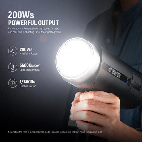 Neewer Q200 2.4 GHz Flash Estroboscópico Exterior 200Ws 9 Paradas Batería Litio
