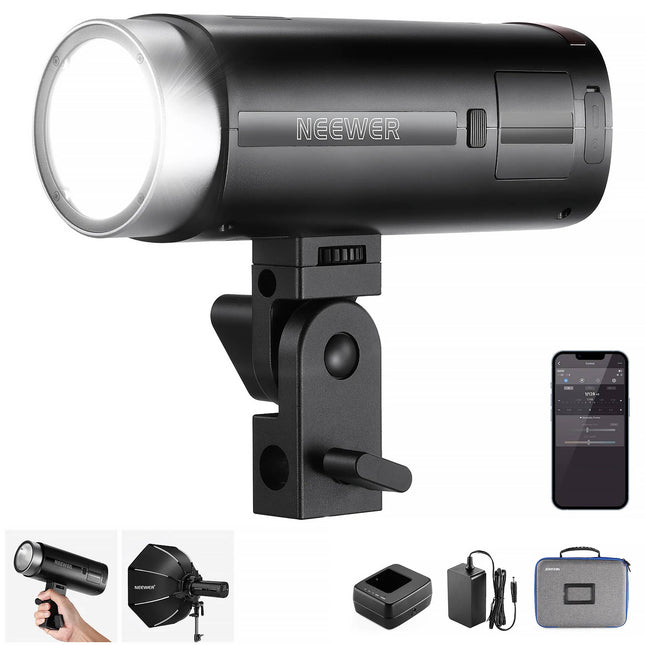 Neewer Q200 2.4 GHz Flash Estroboscópico Exterior 200Ws 9 Paradas Batería Litio