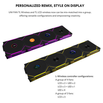 Lian Li 120mm UNI FAN TL LCD Ventilador para Caja RGB Wireless 1900 rpm 1.6" pantalla