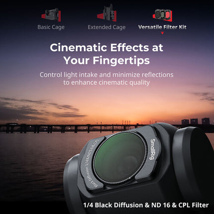 SmallRig Kit de Filtros Multifuncional para DJI Osmo Pocket 3 con Filtro ND16 CPL y Vidrio Templado