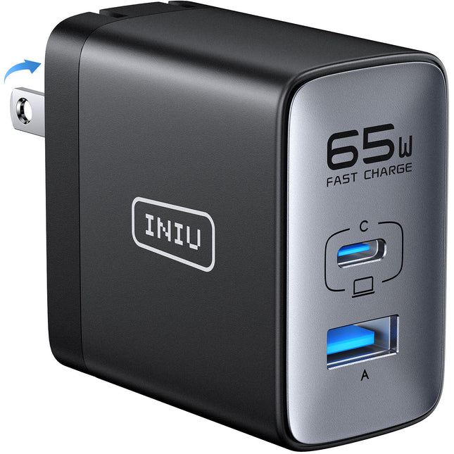 INIU Leopard Cargador de Pared USB 65W 2 Puertos USB-C USB-A