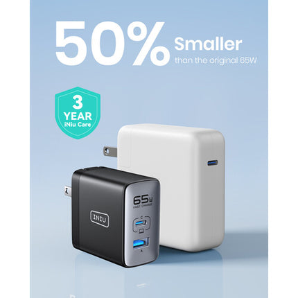 INIU Leopard Cargador de Pared USB 65W 2 Puertos USB-C USB-A
