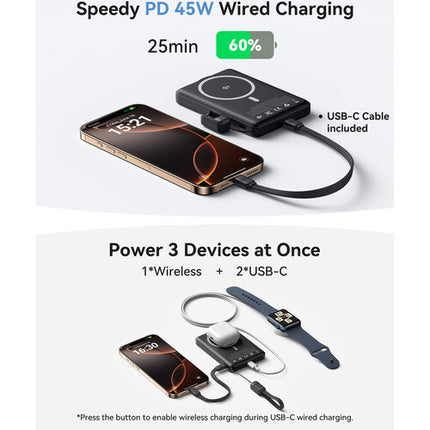 INIU MagPro Ultra Slim 10K Power Bank 10000mAh 15W carga inalámbrica negro