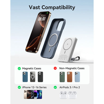 INIU MagPro Ultra Slim 10K Power Bank Batería 10,000mAh Carga inalámbrica 15W Plata