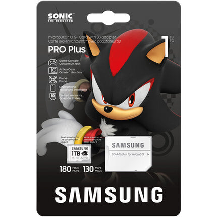 Samsung 1TB PRO Plus Sonic the Hedgehog microSDXC para consolas 180 MB/s 130 MB/s con adaptador SD