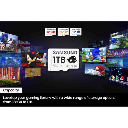 Samsung 1TB PRO Plus Sonic the Hedgehog microSDXC para consolas 180 MB/s 130 MB/s con adaptador SD