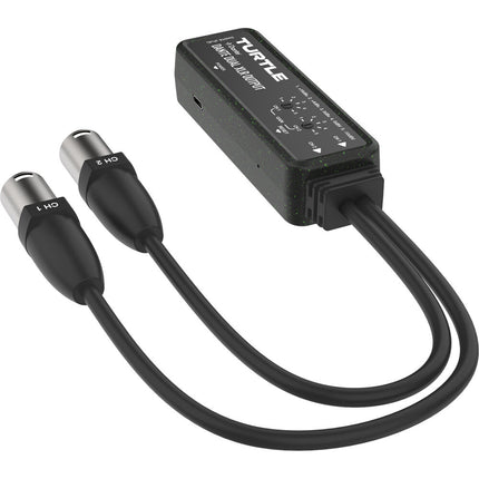 Turtle AV Adaptador Dante a XLR Analógico Dual 24-Bit 96 kHz PoE USB-C