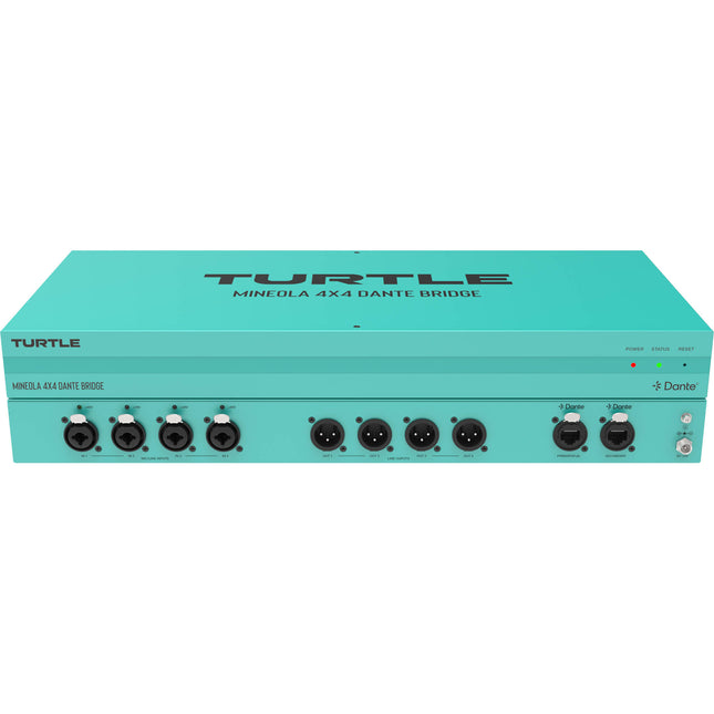 Turtle AV Mineola 4x4 Puente de Audio Dante con 4 Entradas Combo XLR 4 Salidas XLR Rackmount 19"