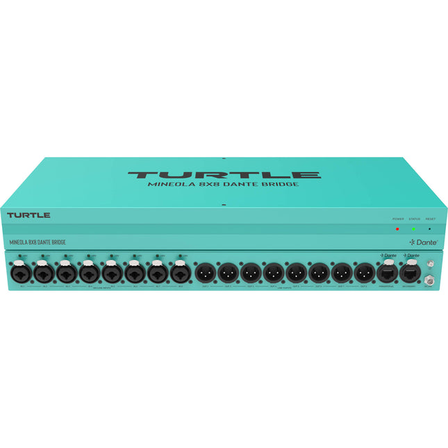 Turtle AV Mineola 8x8 Puente de Audio Dante con 8 Entradas Combo y Phantom 48V Kit Rackmount 19"