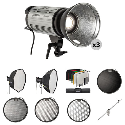 Genaray 3-Light Kit de Iluminación LED Estudio 5600K con Softbox 48 y 36 Pulgadas