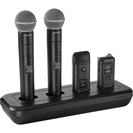 Estación de carga en red Shure MXWNDX4 para micrófonos inalámbricos MXW neXt 4 bahías con USB-C