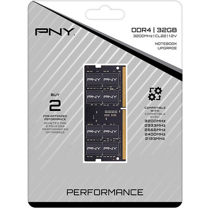 PNY 32GB DDR4 3200 MHz SO-DIMM Módulo de Memoria 1x32GB 260 Pines