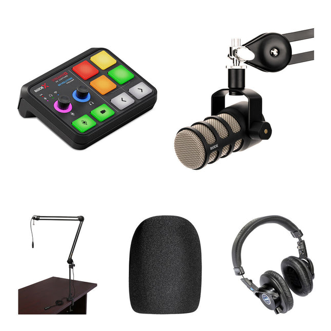 RODE X Kit de Streaming para Podcasting con Micrófono PodMic y Auriculares de Estudio