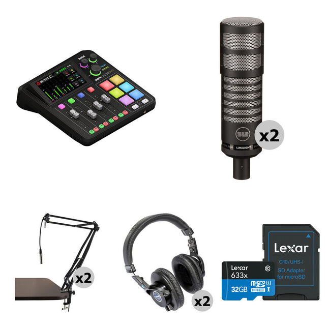RODE RODECaster Duo Kit de Podcasting 2 Personas con 2 Micrófonos Hypercardioides 32GB microSDHC