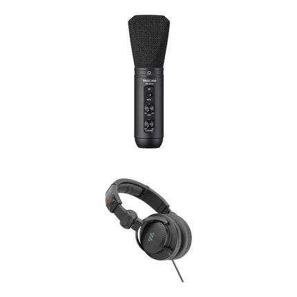 TASCAM TM-250U Micrófono Condensador USB-C Supercardioide Kit con Auriculares 16-Bit 48 kHz