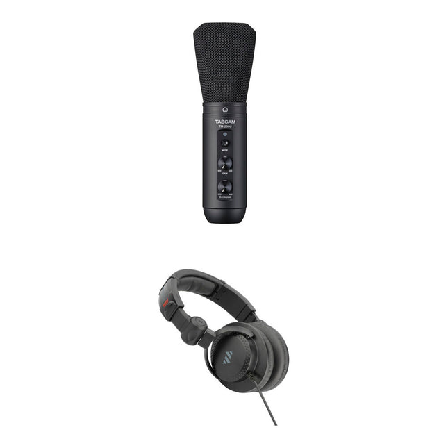 TASCAM TM-250U Micrófono Condensador USB-C Supercardioide Kit con Auriculares 16-Bit 48 kHz
